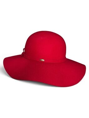 Scale Collection Red 100% Felted Wool Hat Vintage Wide Brim Floppy OSFM